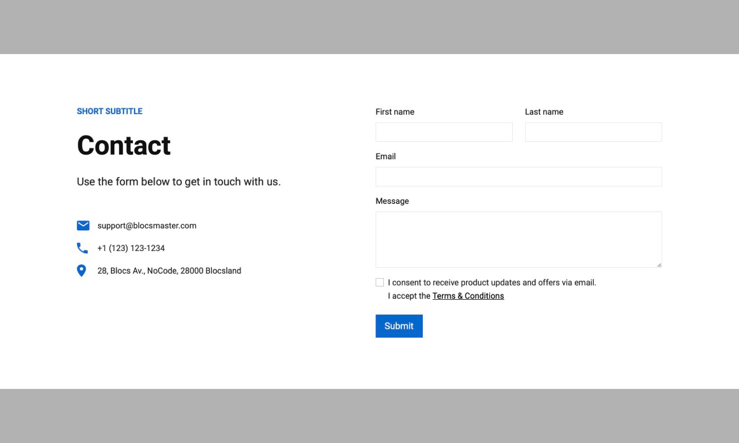 contact form section design