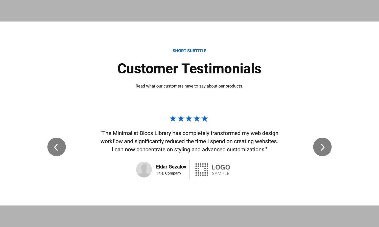 customer testimonial review section design