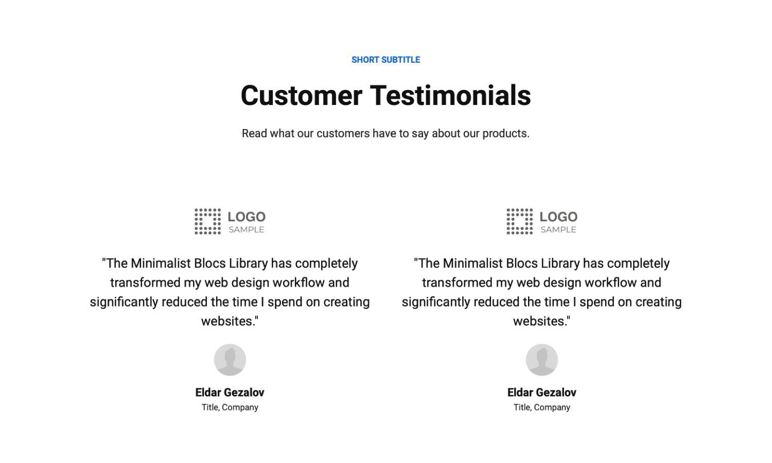 customer testimonial review section design